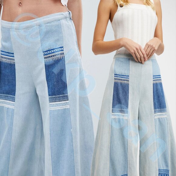 Free People Willa Pieced Wide-Leg Jeans Sz 27 - Picture 4 of 17